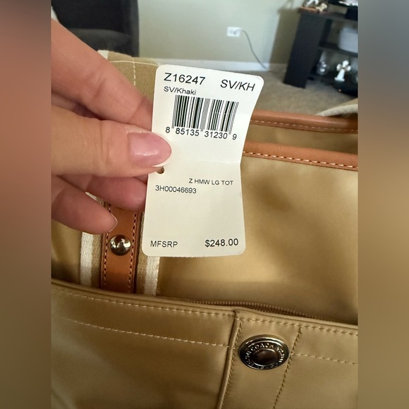 Coach gold and blue sateen nwt Hampton weekender leather trim - Picture 5 of 6